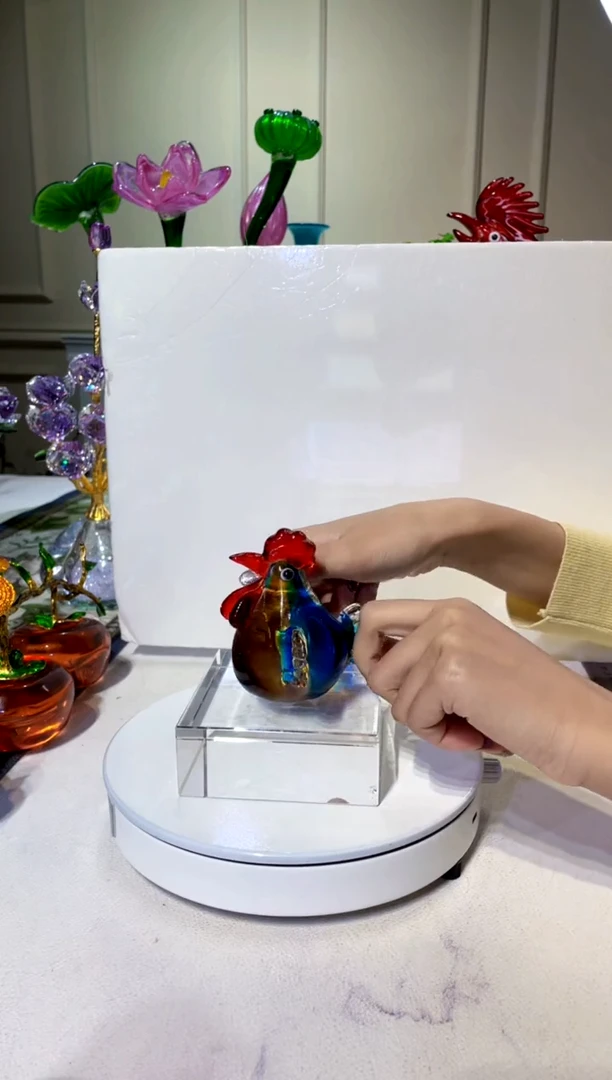 手工艺品琉璃彩色鸡一只