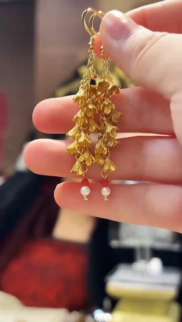 无925银小麦耳环/对