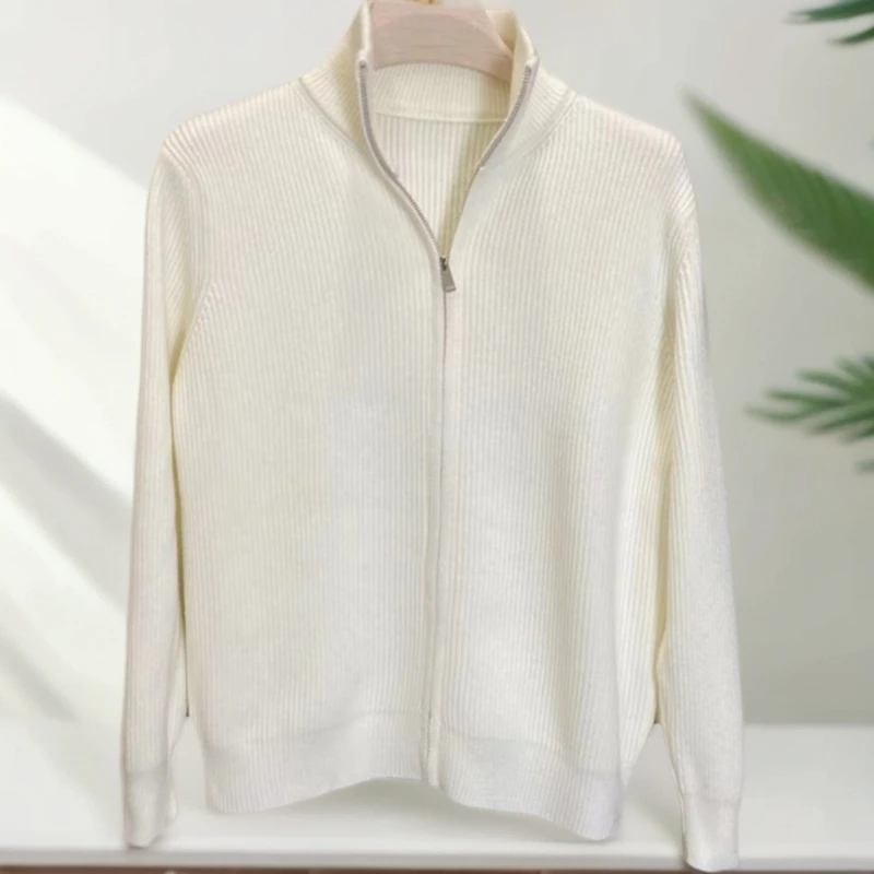 2025新款秋冬男士立领毛衣宽松开衫拉链厚款针织衫休闲百搭外套潮