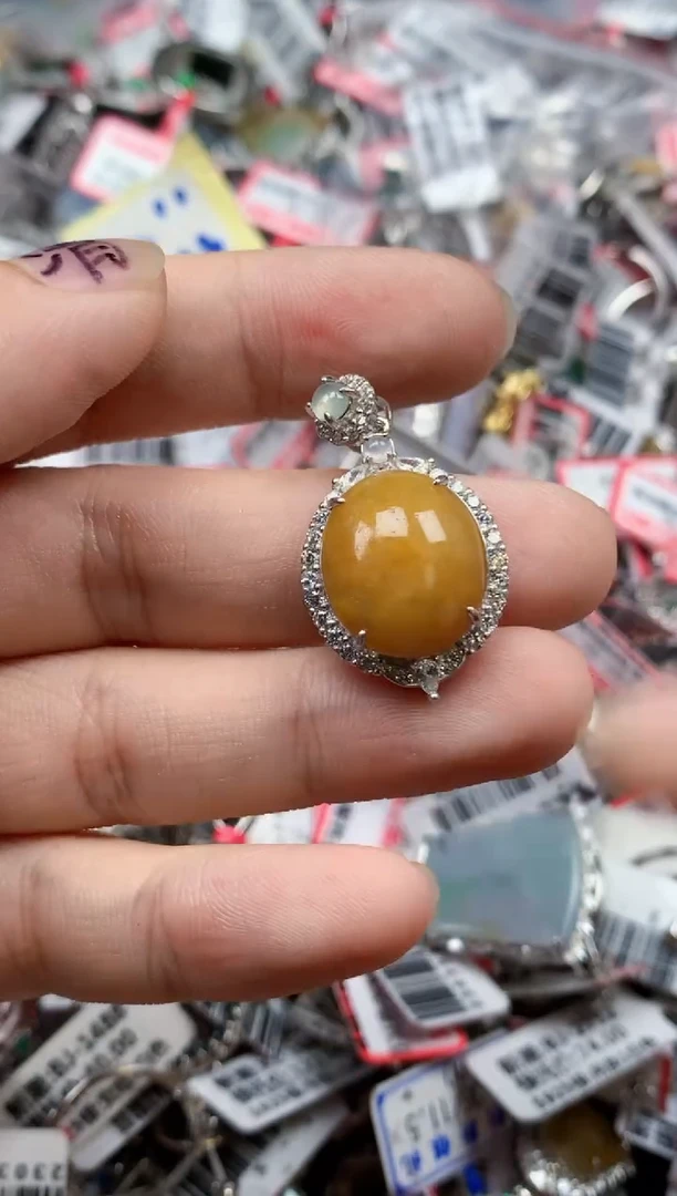 银S925镶嵌戒指翡翠天然A货缅甸翡翠