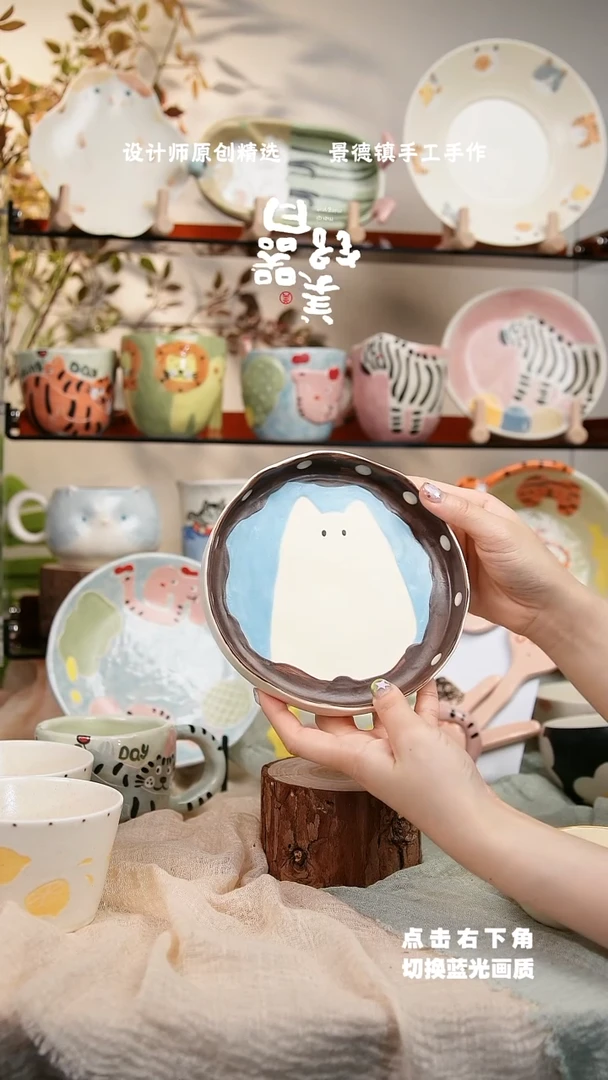 摆件116白色猫咪手工陶瓷