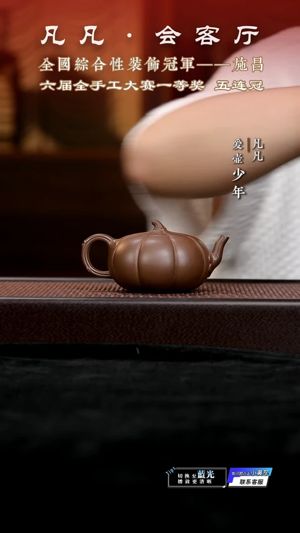 茶壶紫砂凡凡会客厅 紫砂壶14 扁南瓜紫泥200cc