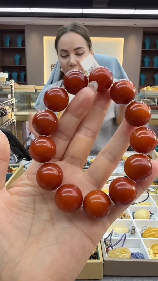 手链琥珀未镶嵌130秒拍号 假一罚三