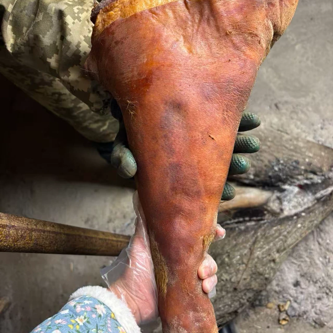 城口拐拐家传统农家高亢土猪腊猪脚自制腊肉青冈树小火慢炕俩月