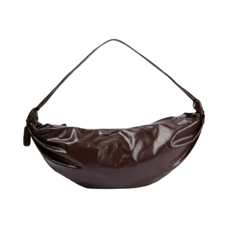 轻奢时尚油蜡褶皱牛皮斜挎包高级感慵懒风通勤大容量单肩包饺子包