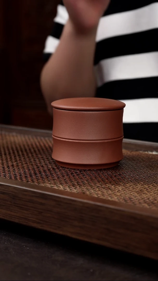 茶壶紫砂底槽清竹节茶叶罐