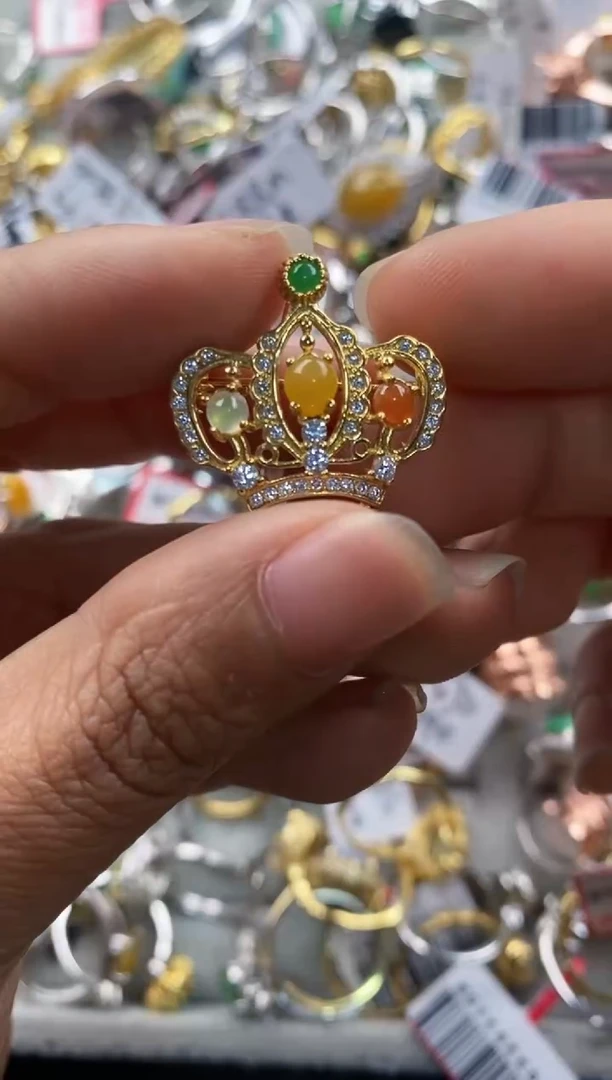 银S925镶嵌戒指翡翠2222----7