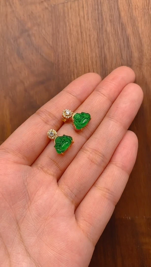 【闪购商品】翡翠耳饰银S925镶嵌佛公耳饰