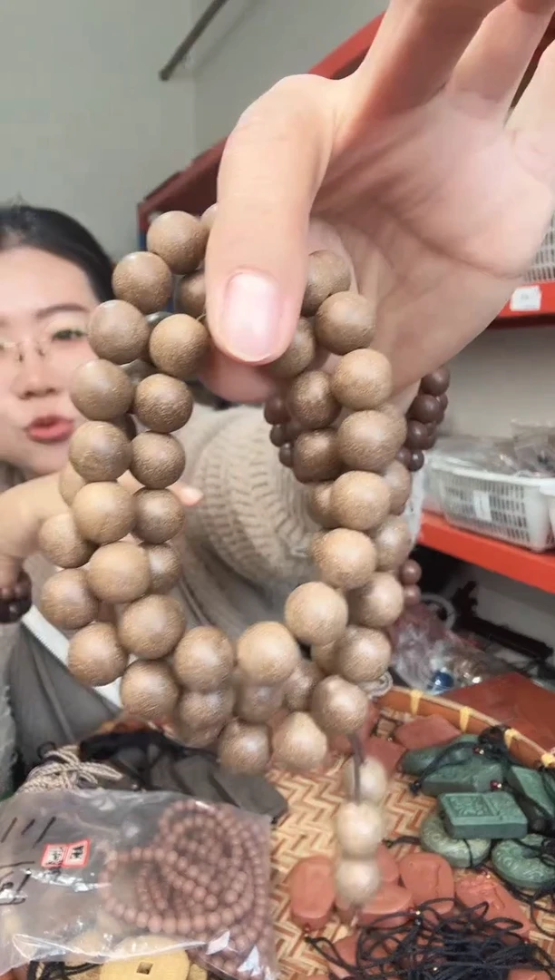 泥塑青竹香方三圈素珠1.1尺寸