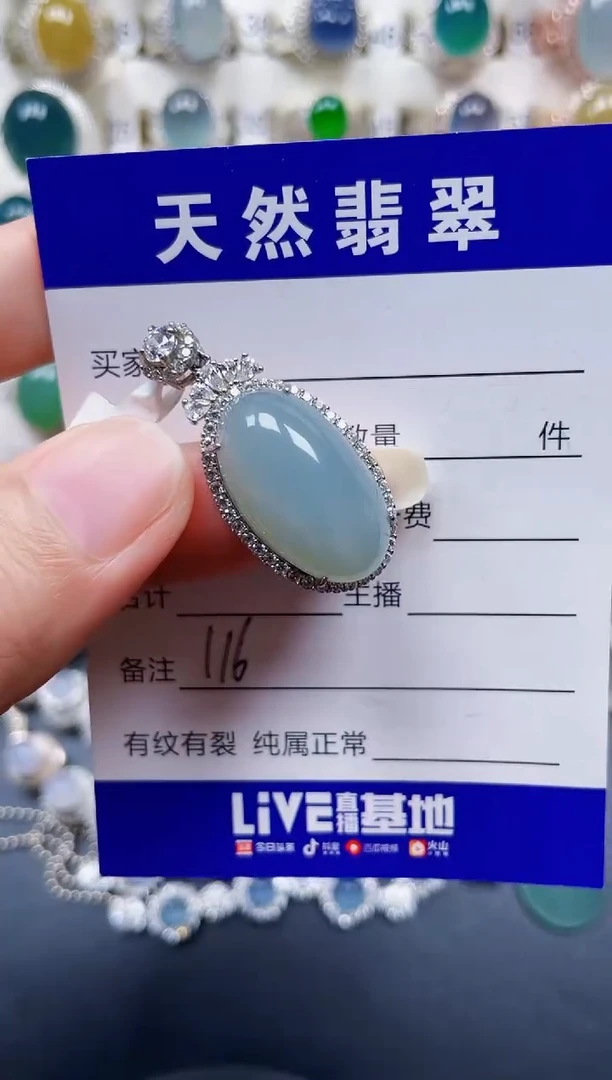 颈饰银S925镶嵌翡翠116