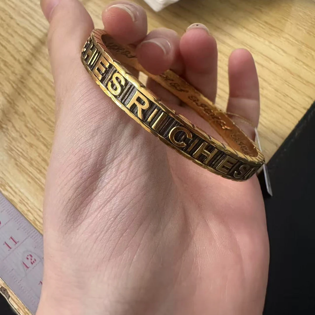 (尾款)电黑金黄金足金百搭复古手链时尚潮流气质简约手镯