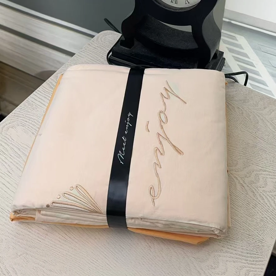 【董事长专属】全棉刺绣四件套-黄（床笠款）