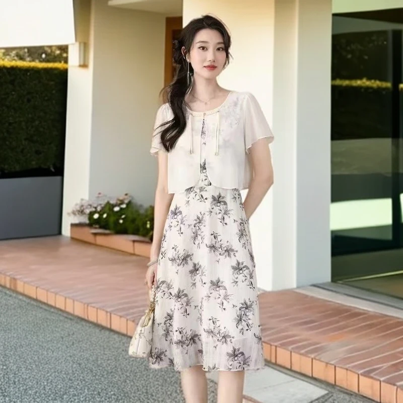 903#黑【木兮兮专属】2025年夏新款气质时尚百搭网纱中长款连衣裙