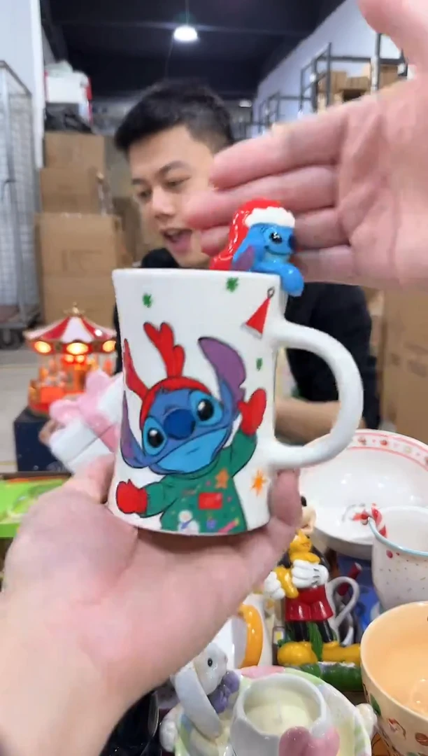 瓷片史迪仔麋鹿小蛮腰水杯