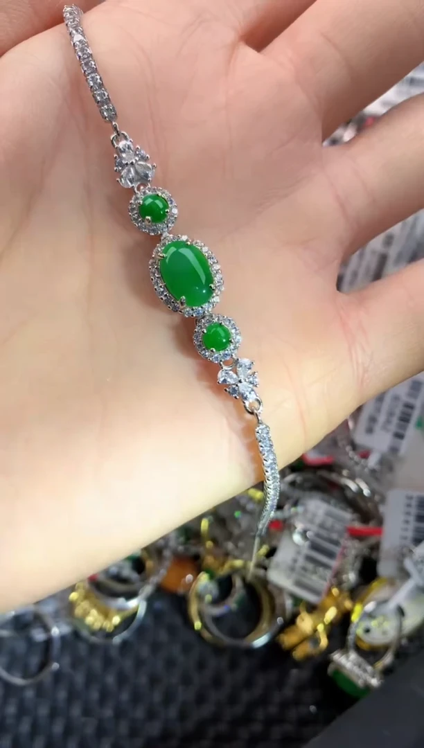 银S925镶嵌戒指翡翠1        1