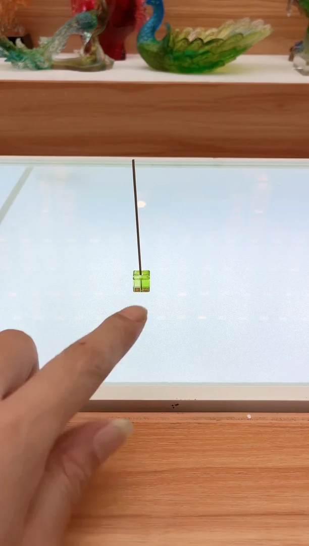 手工艺品琉璃绿色六方体小香插