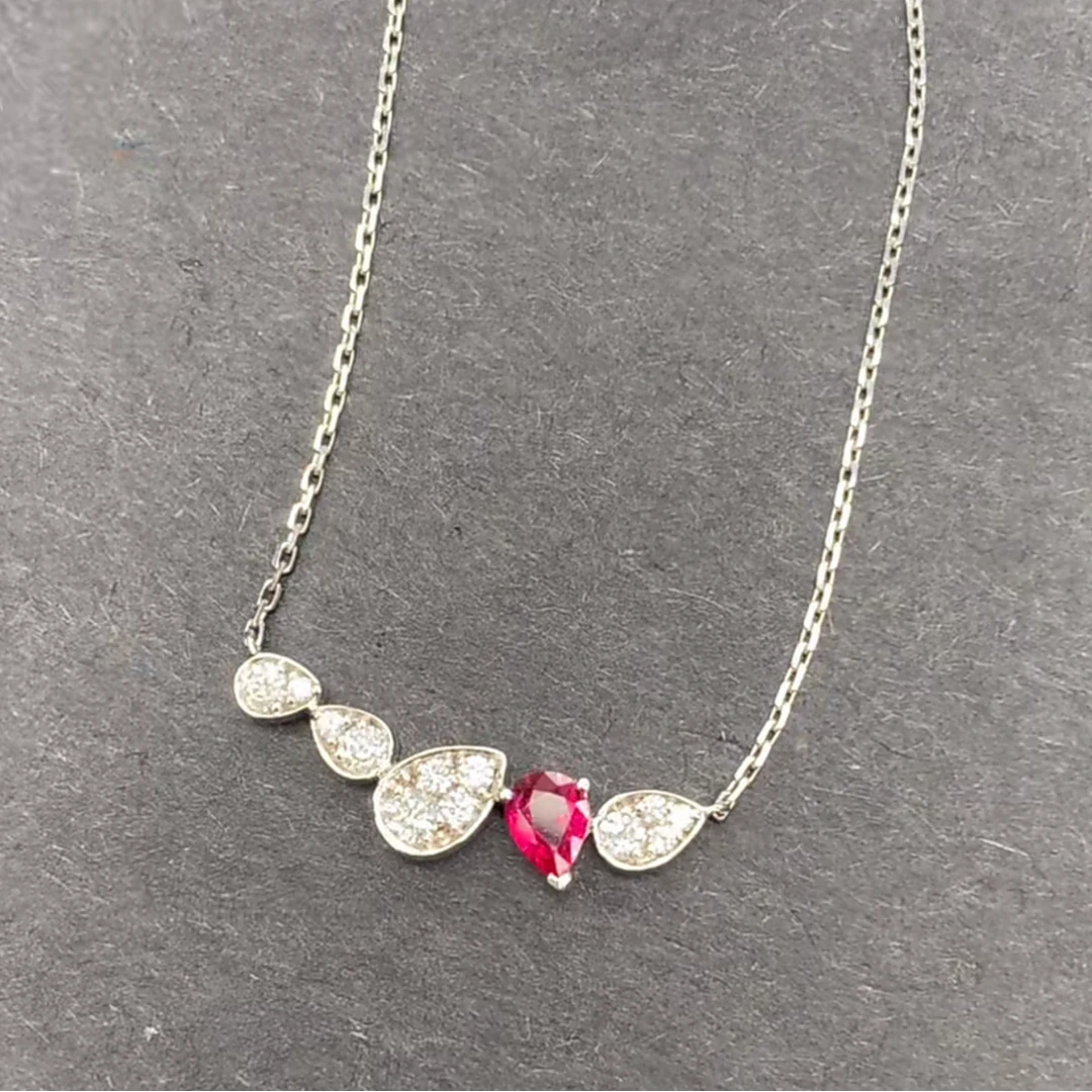 18K金鸽血红红宝石项链31分