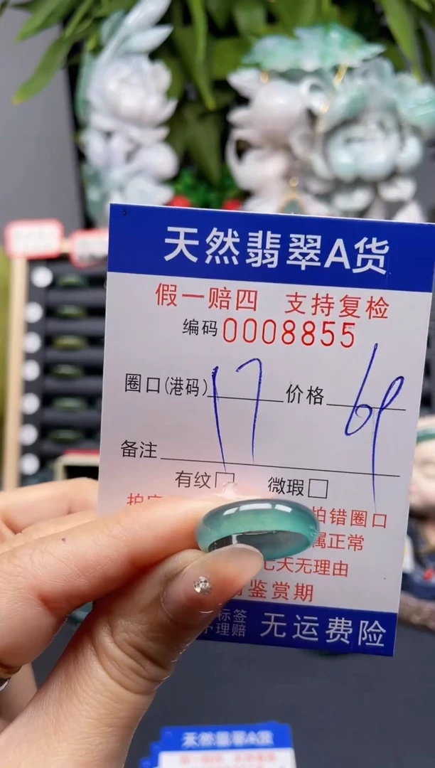翡翠戒指未镶嵌17*8855