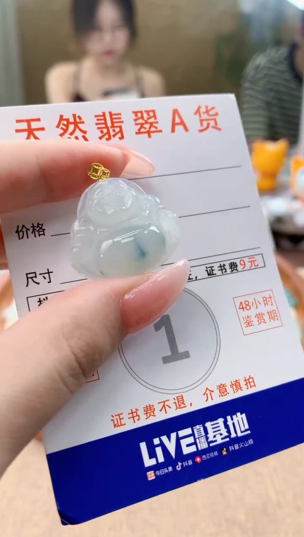 颈饰18K金镶嵌翡翠天然A货翡翠挂件