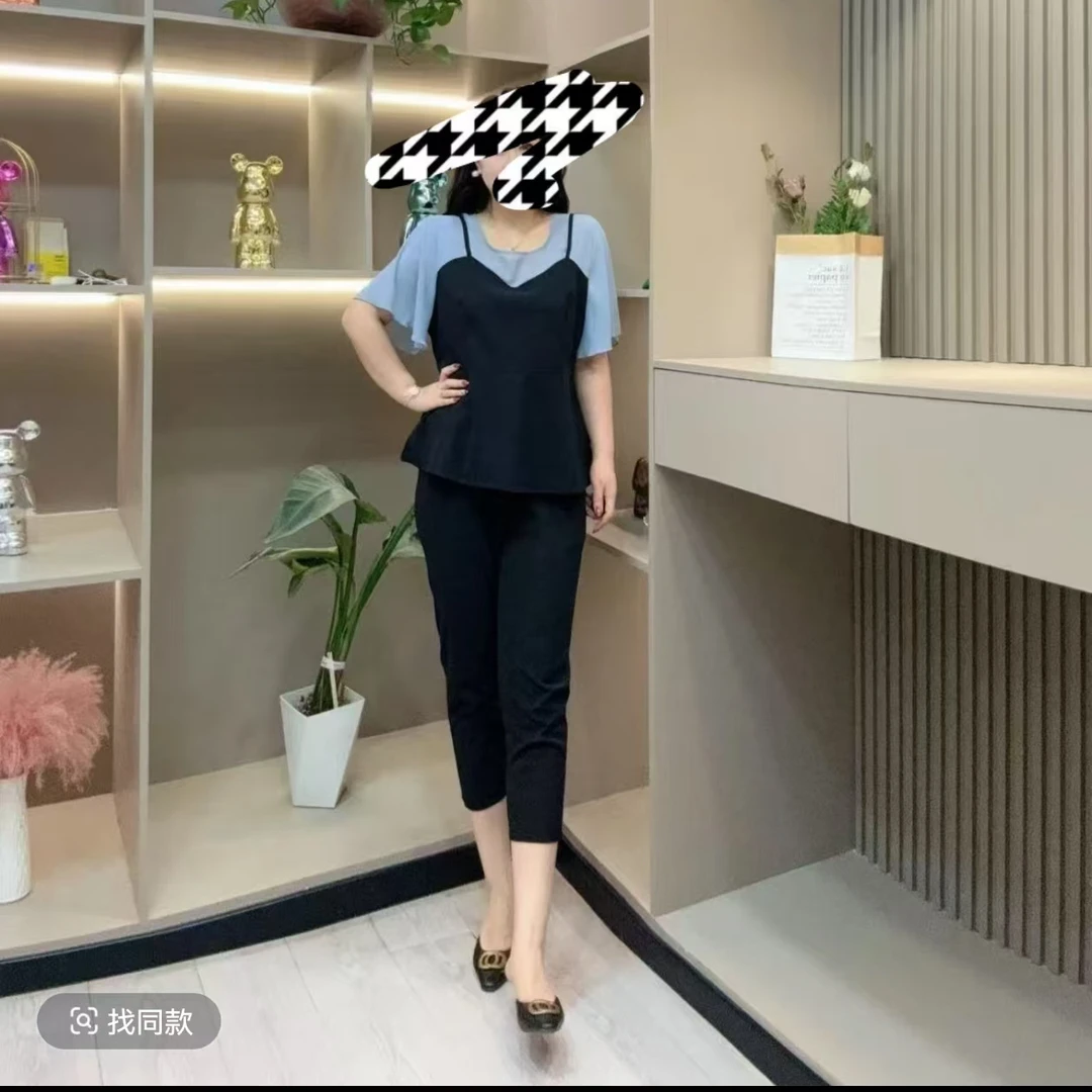 9731拼色时尚套装