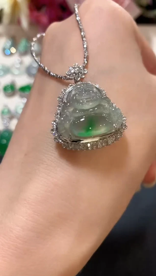 吊坠(不含链)18K金镶嵌翡翠n16