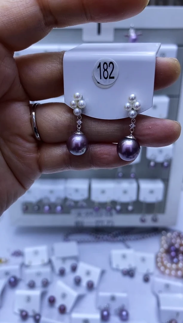 银S925镶嵌耳饰淡水珍珠182