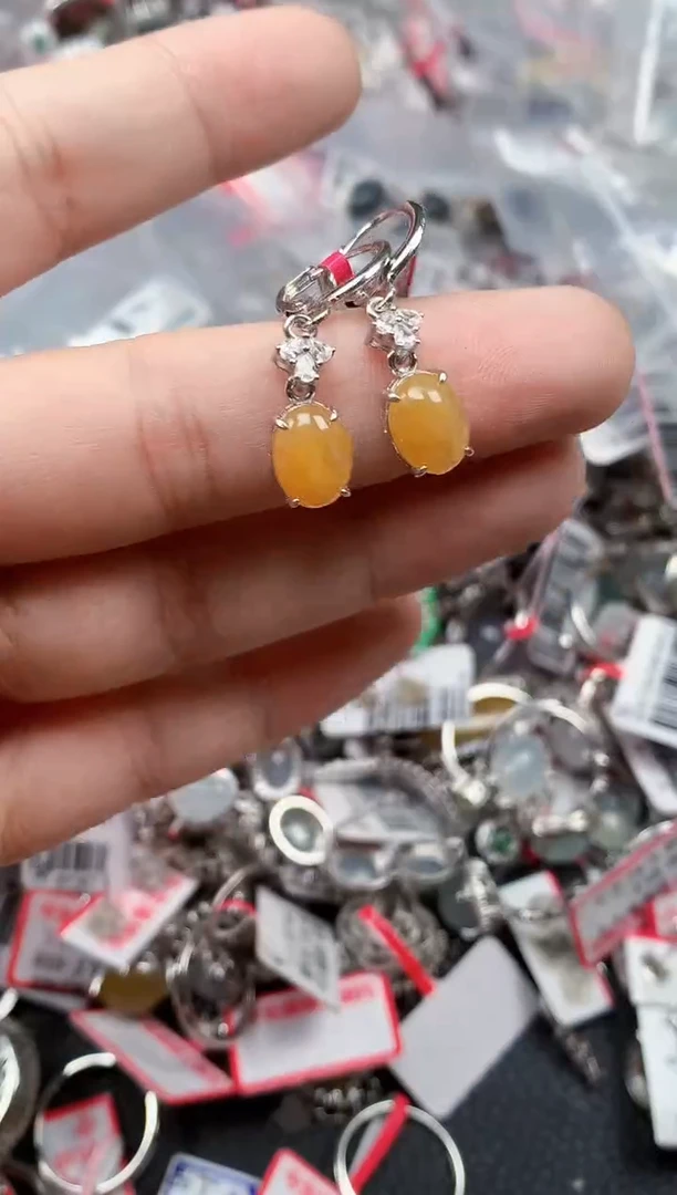 银S925镶嵌戒指翡翠天然A货缅甸翡翠