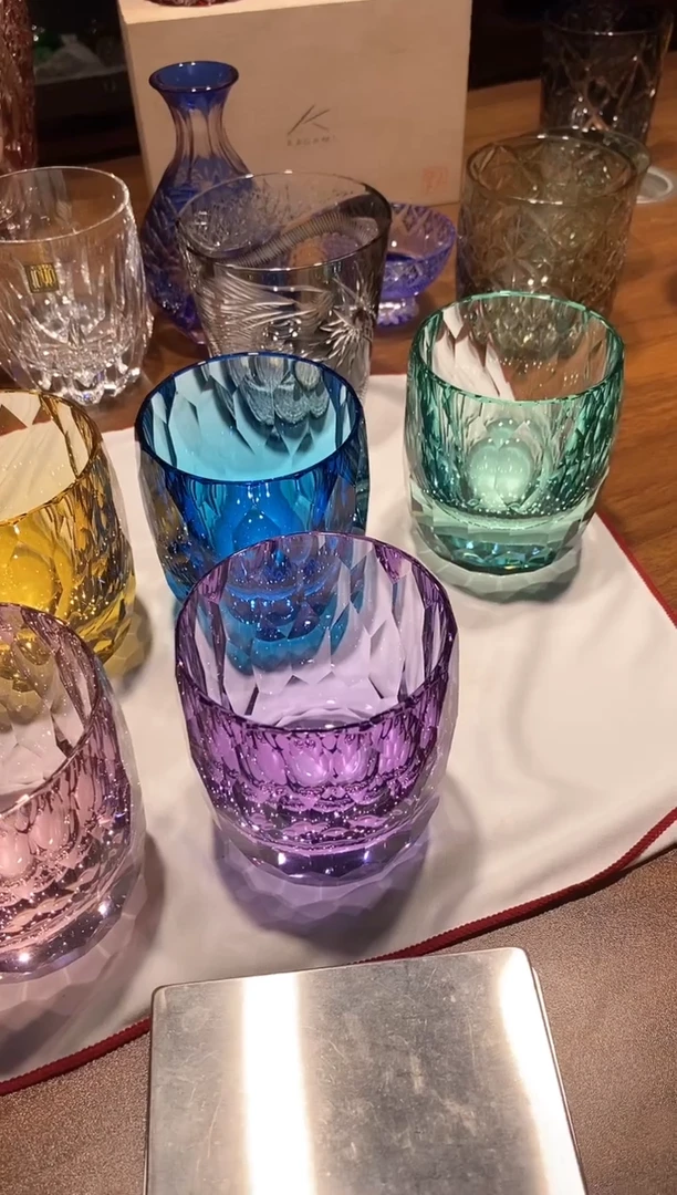 水晶玻璃吸管款V*紫色＋绿色 k9钻杯
