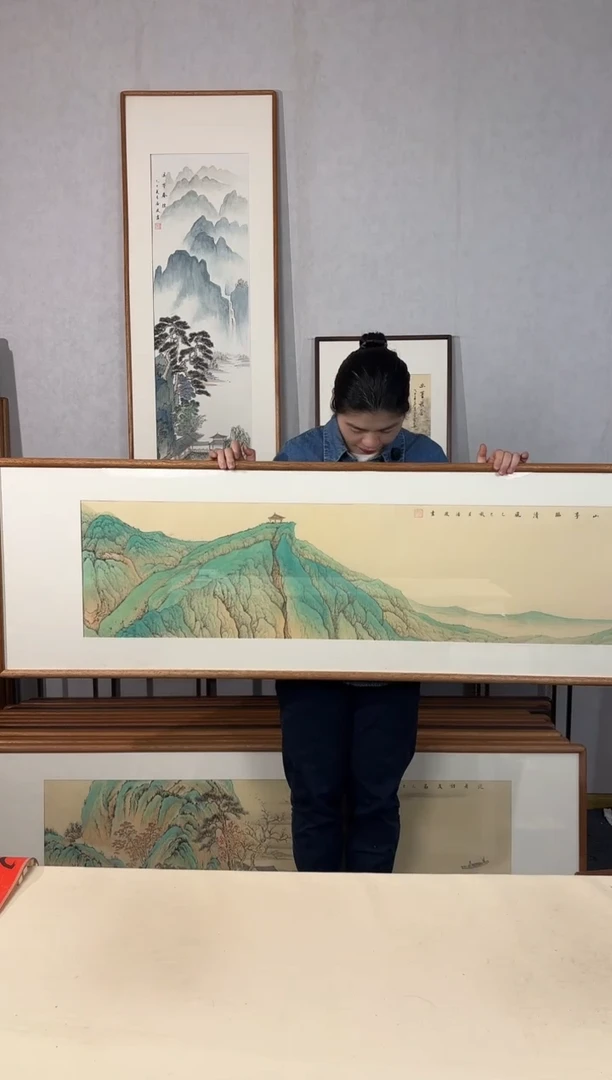 国画手绘*山亭临清风*52*172cm带框发货