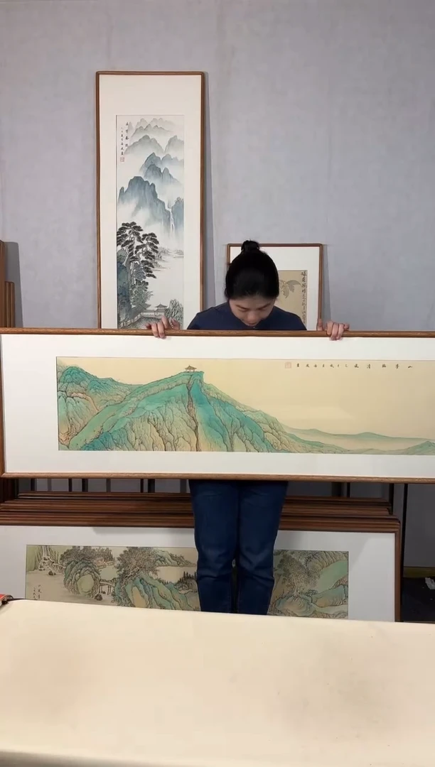 国画手绘*山亭临清风*52*172cm带框发货