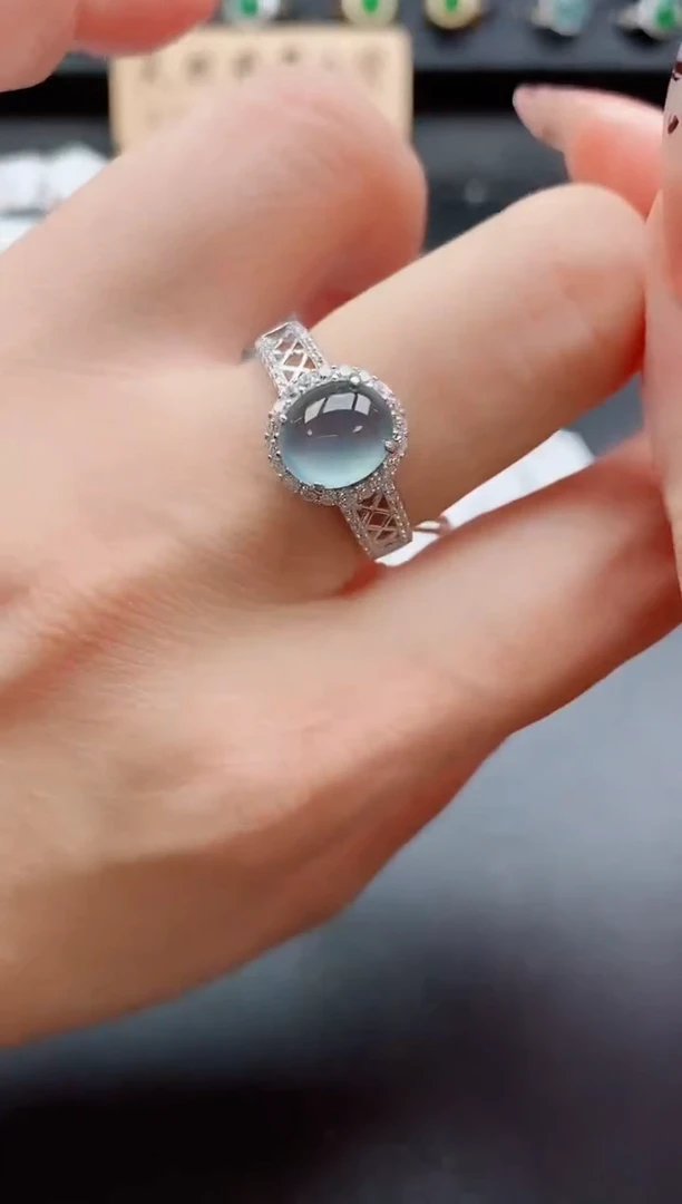 银S925镶嵌戒指翡翠1