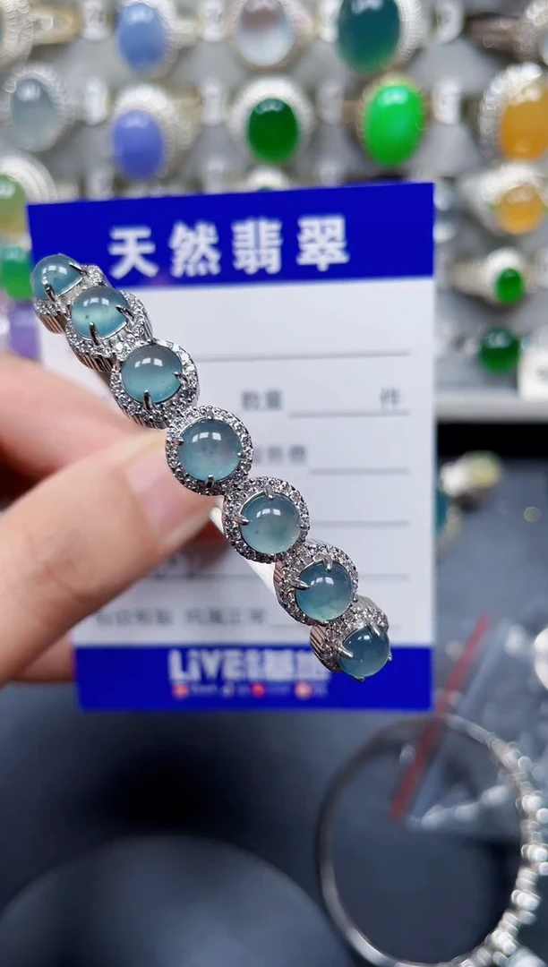 银S925镶嵌手镯翡翠202
