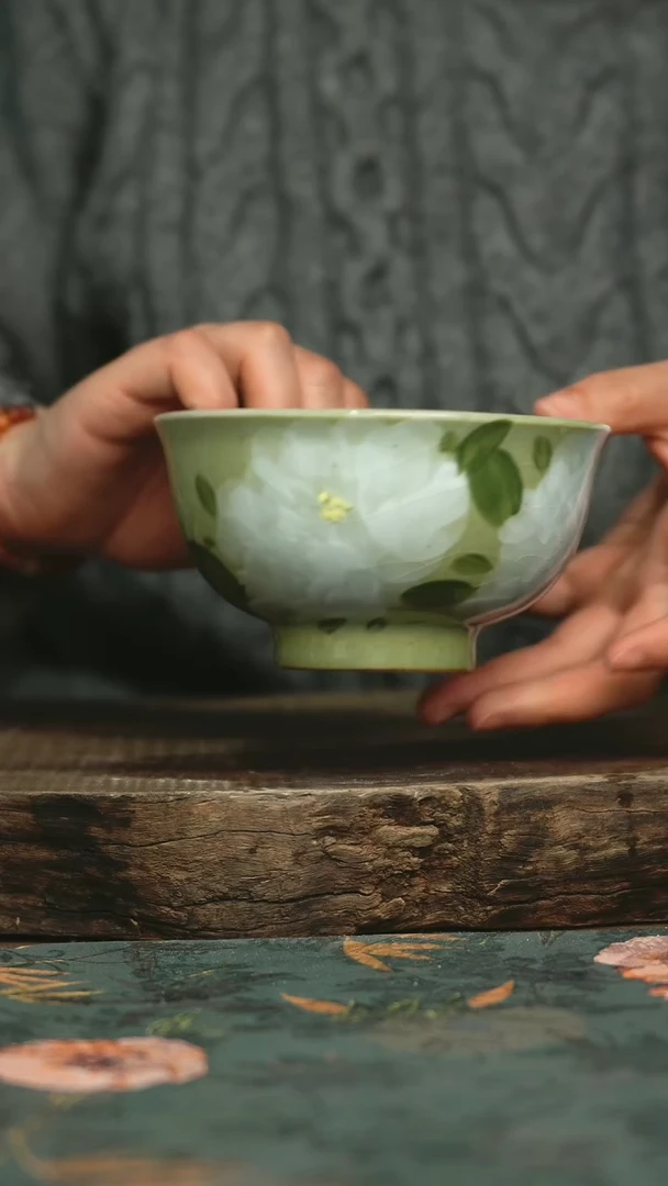 【闪购商品】瓷片杯釉下彩手工手绘同款陶器