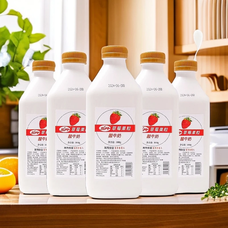 龙丹乳业草莓酸牛奶800g