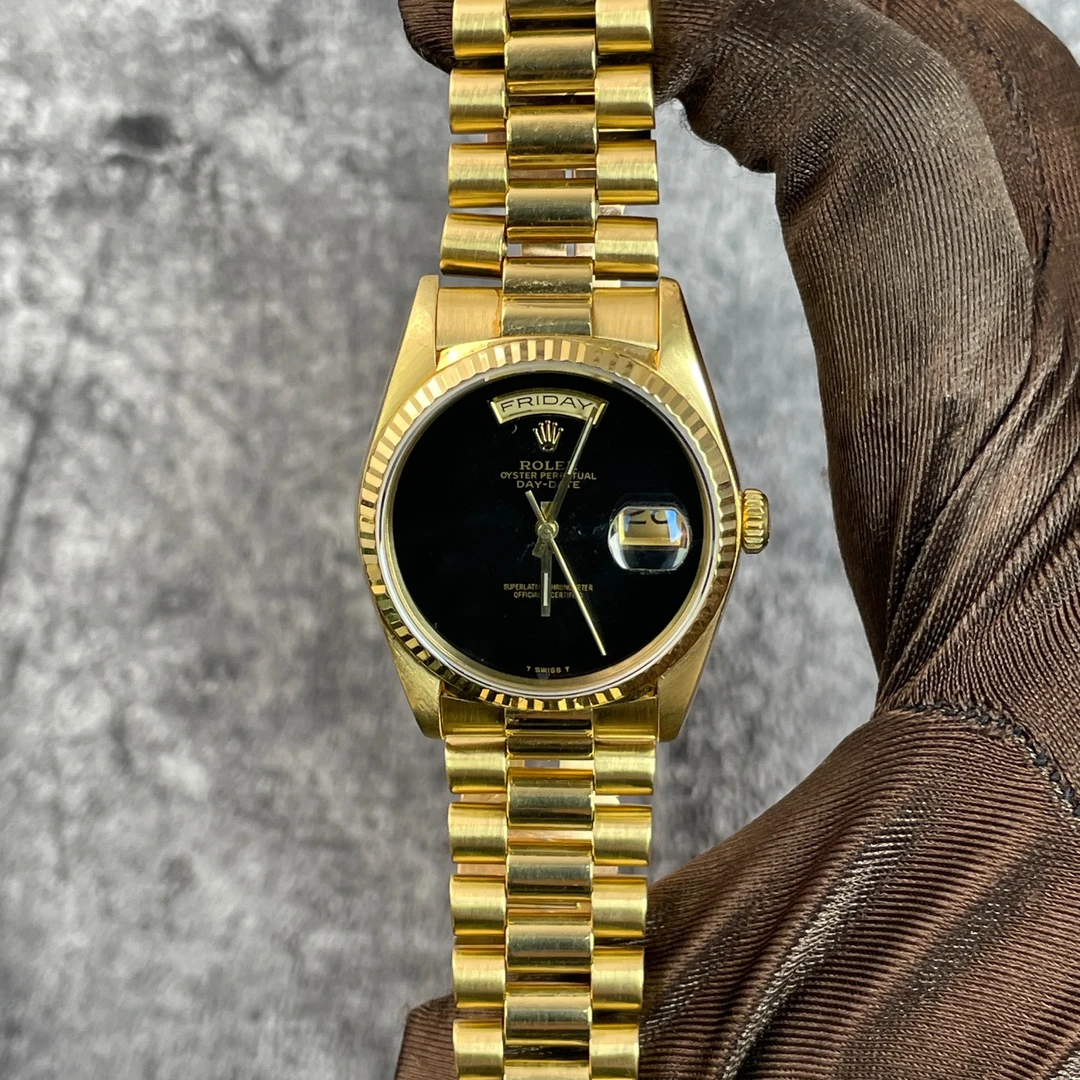 99新 Rolex/劳力士 星期日历型18038/A1463/无字天书牙圈/36表径