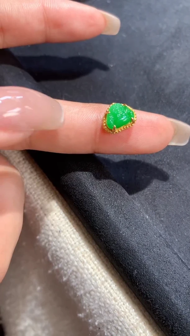 翡翠银S925镶嵌吊坠(不含链)小*牛【挽石珠宝】佛公