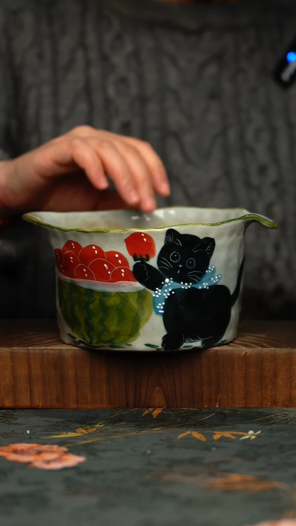 瓷片釉下彩手工手绘同款陶器