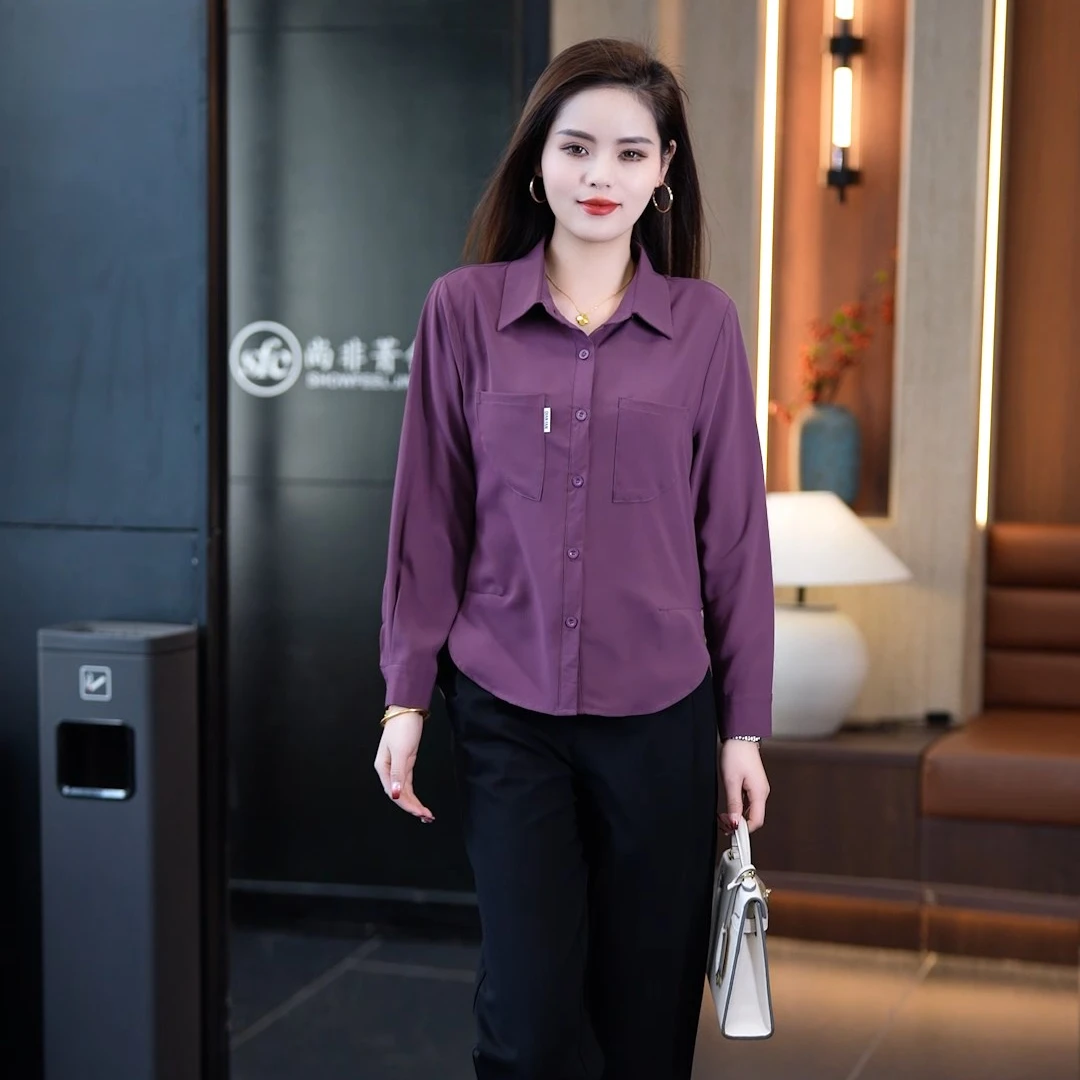 2025夏季气质休闲女士爆款气质大码显瘦宽松设计感长袖衬衣洋气