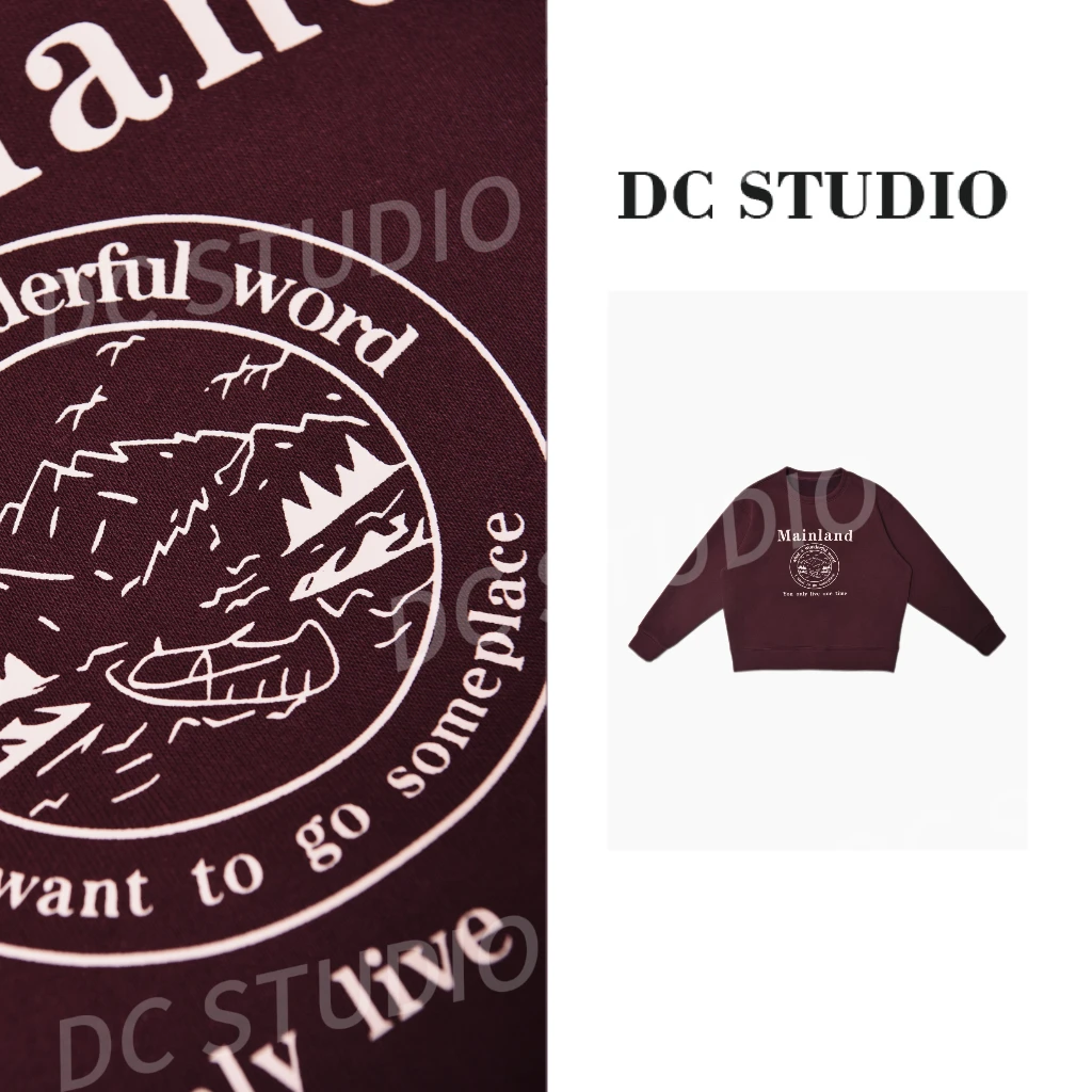 DC STUDIO【心房】2024冬季新款时尚休闲百搭烫花圆领加绒卫衣