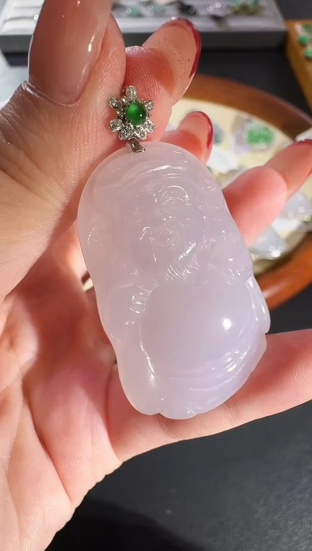 翡翠18K金镶嵌吊坠(不含链)【源头工厂】钻石镶嵌
