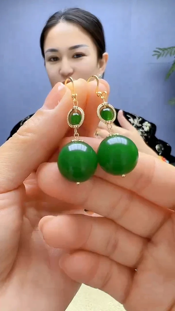 颈饰14K金镶嵌和田玉齐月diy劲饰