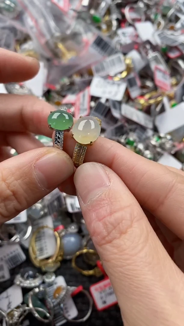 银S925镶嵌戒指翡翠333------8