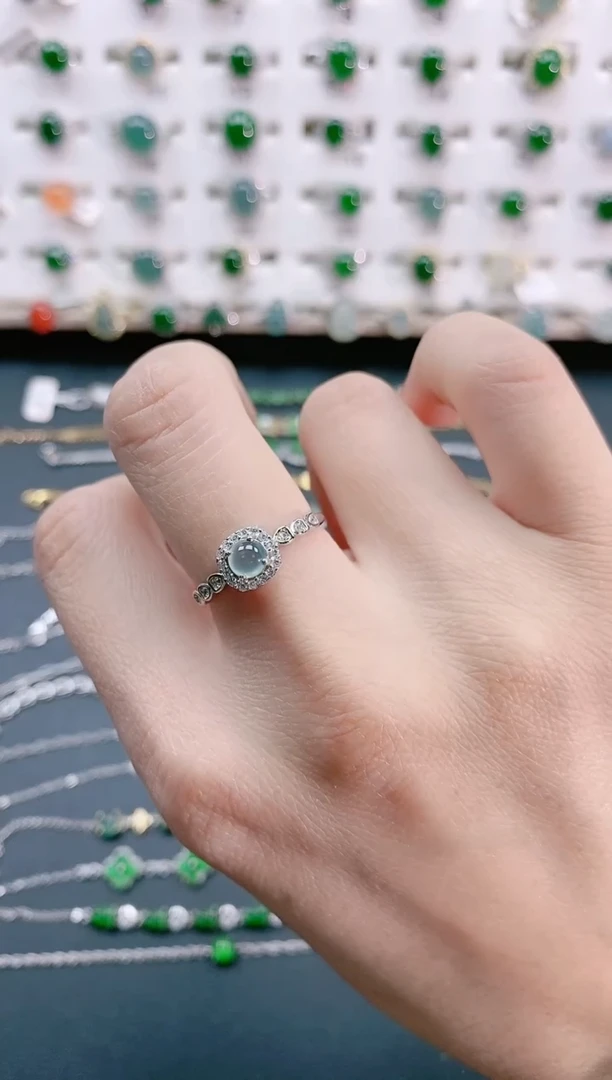 【闪购商品】翡翠戒指银S925镶嵌天然翡翠