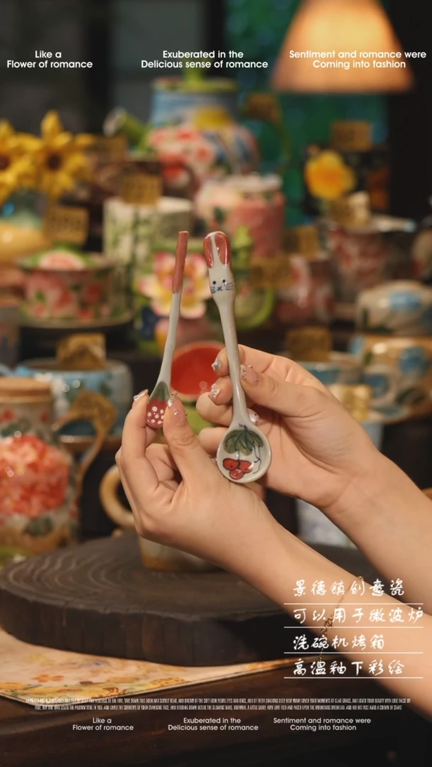 陶瓷随机景德镇高温釉下彩绘设计师款式