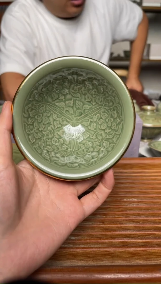 其他耀州窑三交织描金斗笠盏