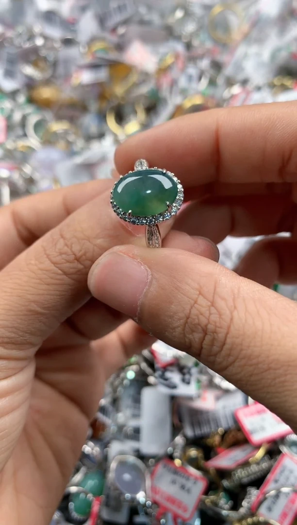 银S925镶嵌戒指翡翠4444-----8