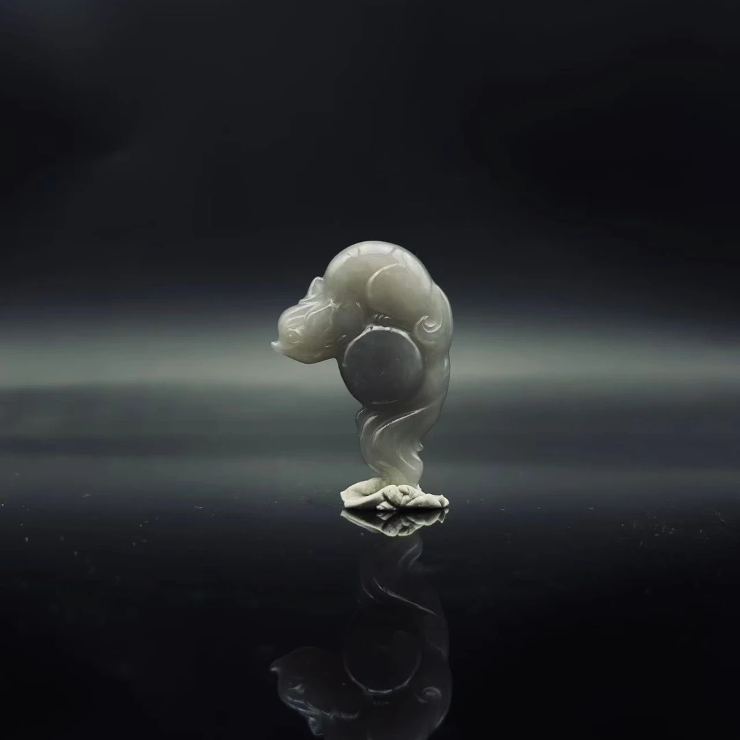 和田玉烟紫九尾狐吊坠2711