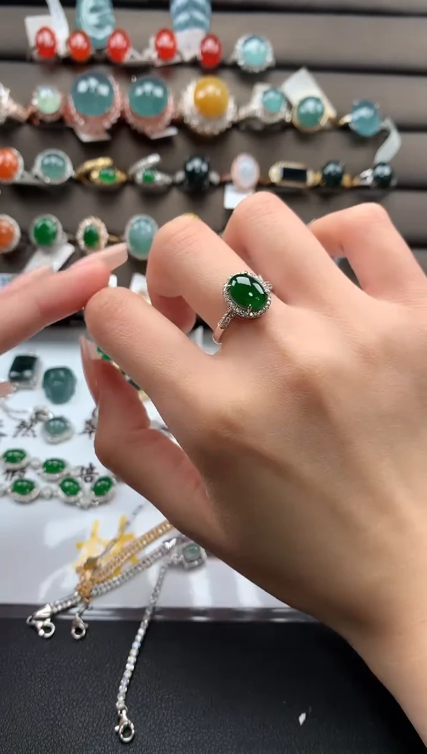 【闪购商品】翡翠戒指银S925镶嵌32132131