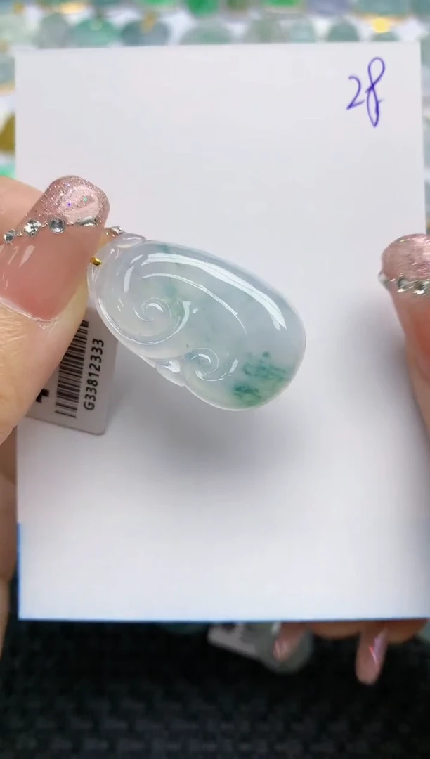 【闪购商品】翡翠挂件18K金镶嵌天然A货翡翠 28