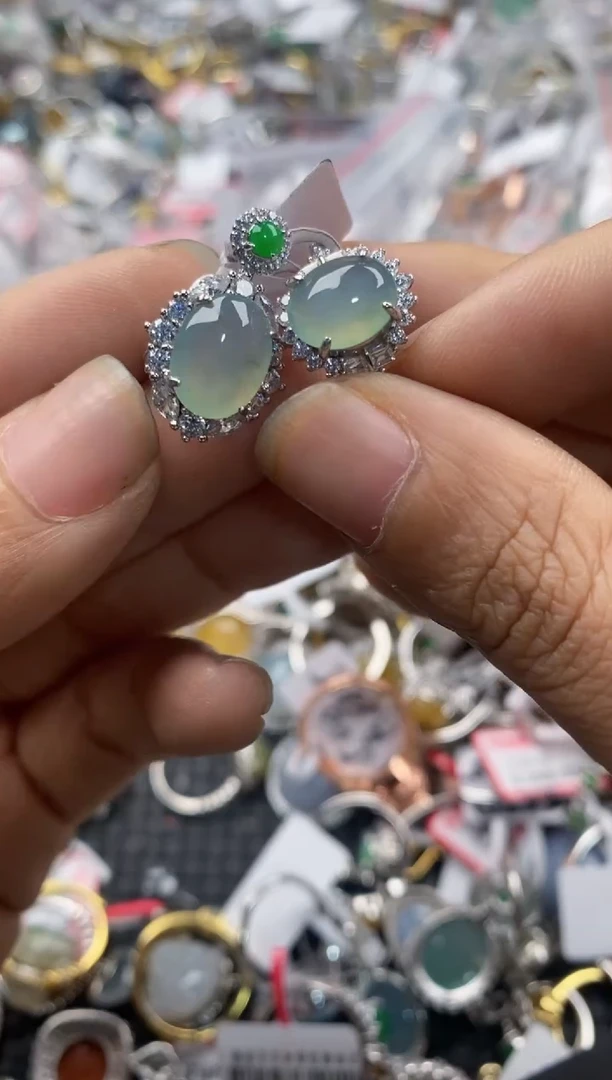 银S925镶嵌戒指翡翠1010---7